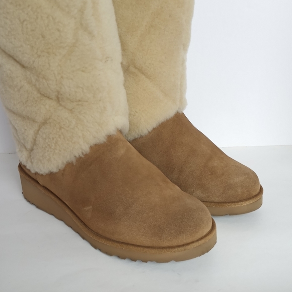 UGG Ariella Luxe Diamond Chestnut Suede Fur Cuff Boots 6 - Picture 8 of 11